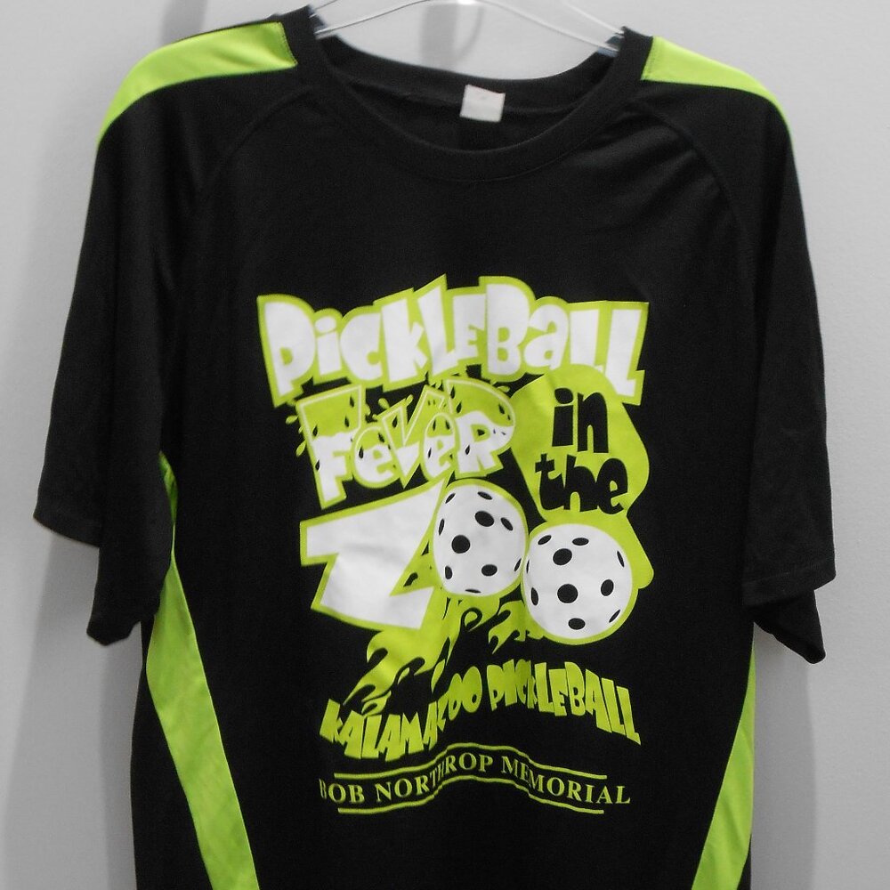 Pickleball Fever Black & Lime Green Kalamazoo Bob Northrop Memorial T-Shirt-XL